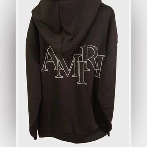 AMIRI Staggard Logo pullover Hoodie BLACK Size L